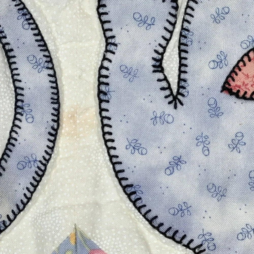 VTG Handmade Teapot Tea Time Quilt Wall Hanging 27x27‎ Cottage Kitchen Grandma